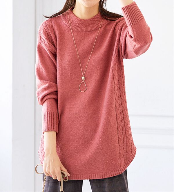 BELLUNA（ベルーナ）の「サイドケーブル柄ニットチュニック（チュニック）」｜詳細画像