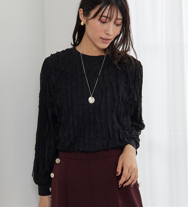 BELLUNA（ベルーナ）の「フリルジャカード素材プルオーバー（カットソー）」｜詳細画像