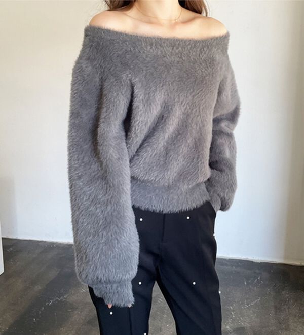 GeeRA（ジーラ）の「【YOUING.】オフショルフェザーヤーンニット（ニット・セーター）」｜詳細画像
