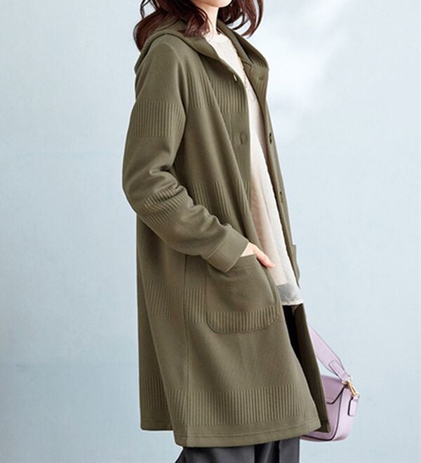 BELLUNA（ベルーナ）の「ボーダージャカード素材フードカーディガン（その他ジャケット）」｜詳細画像