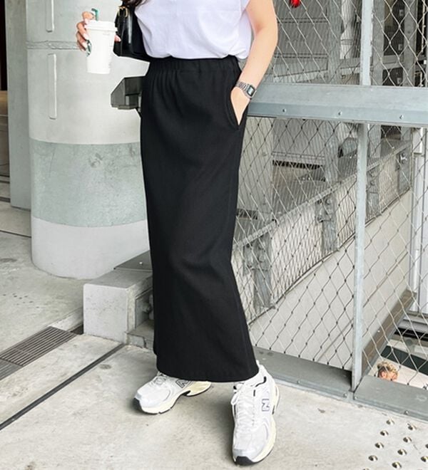 GeeRA（ジーラ）の「【着回し力◎】楽ちんすっきり見え！リブロングスカート（ロングスカート）」｜詳細画像