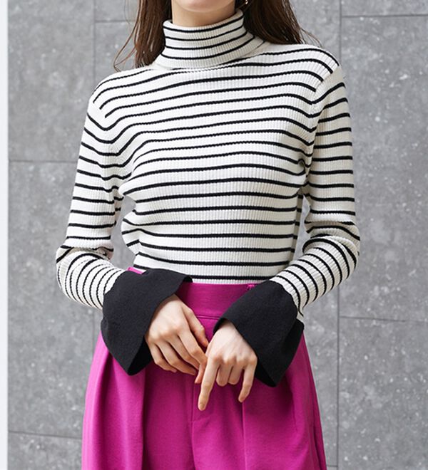 RANAN（ラナン）の「＜ムースタッチ＞洗える！バイカラータートルリブニット（ニット・セーター）」｜詳細画像