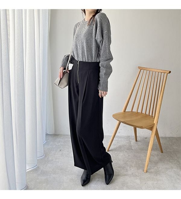 GeeRA（ジーラ）の「ハイウエストジップワイドパンツ（フルレングスパンツ）」｜詳細画像