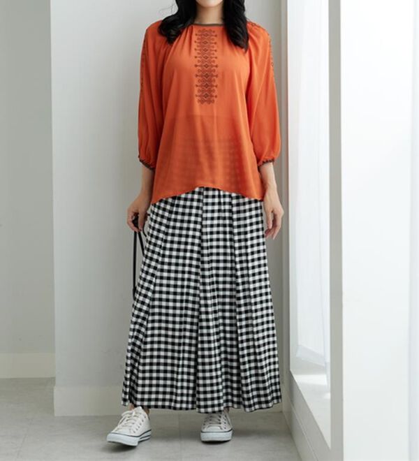 BELLUNA（ベルーナ）の「シフォン素材刺しゅうデザインブラウス（ブラウス）」｜詳細画像