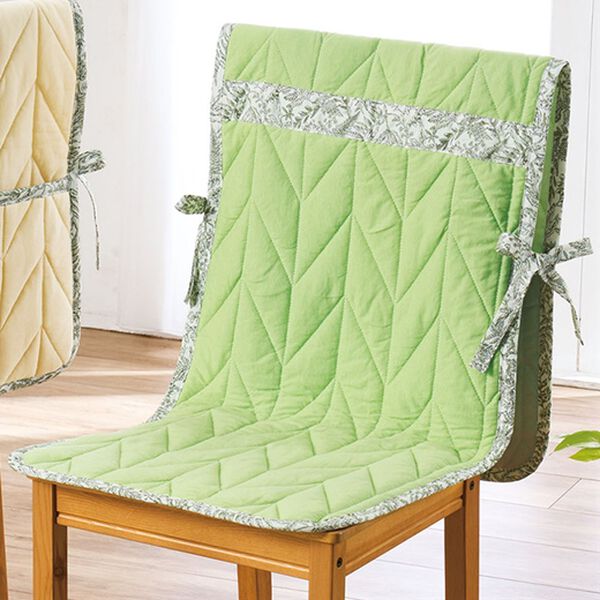 「綿１００％ヘリンボーンキルトチェアカバー同色２枚組（チェアカバー・チェアパッド）」｜グリーン