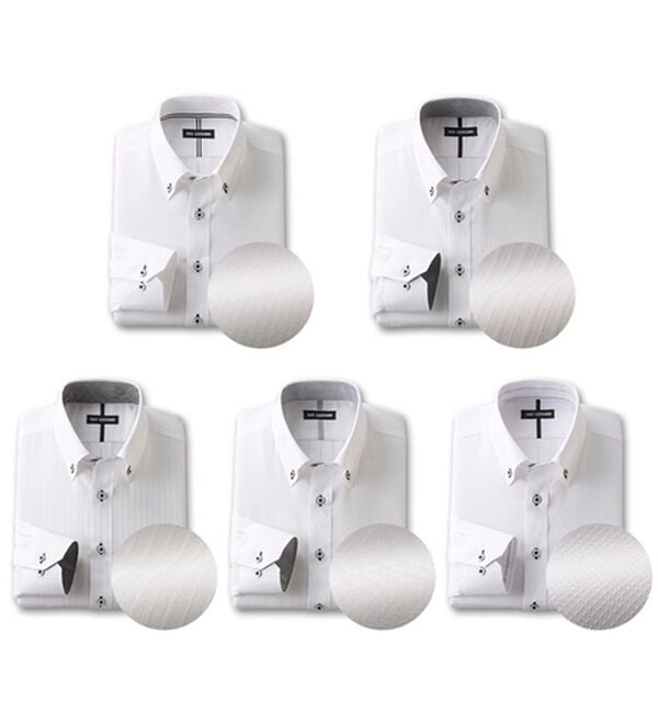 「【５枚セット】品質自慢！形態安定メンズワイシャツ（メンズワイシャツ）」｜ホワイト系5枚セット