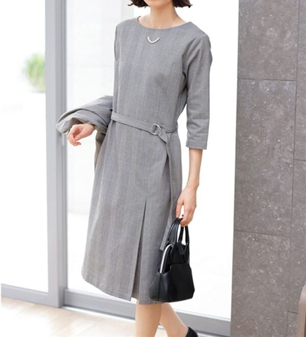 GeeRA（ジーラ）の「洗える！ストレッチカセットスーツ（その他ワンピース）」｜ワンピース/グレーチェック