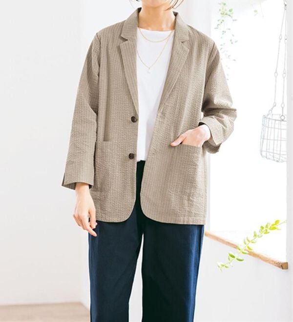 ルフラン（ルフラン）の「＜ｆｕ－ｕ＞洗える綿混サッカー素材ジャケット（その他ジャケット）」｜詳細画像