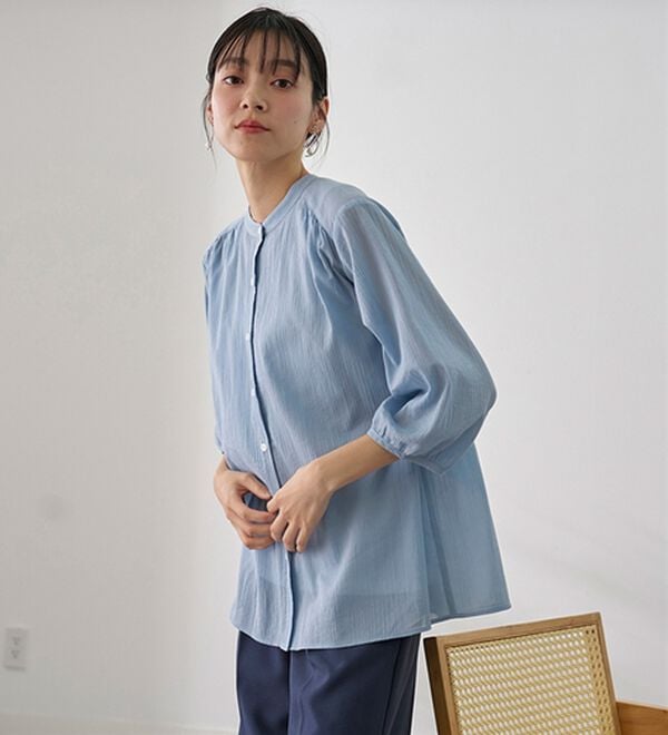 BELLUNA（ベルーナ）の「【タンクトップ付】綿シアーシャツブラウスセット（シャツ）」｜詳細画像