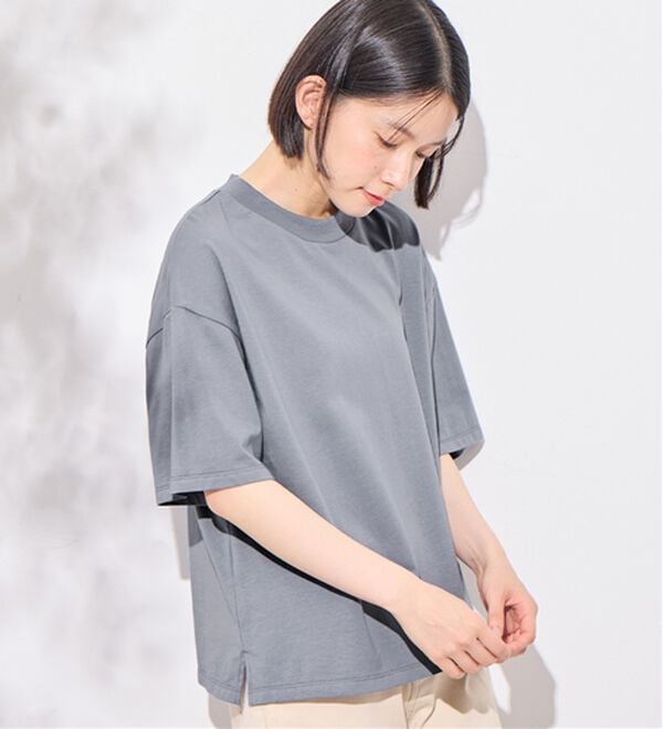 Viola e Viola（ヴィオラ エ ヴィオラ）の「【接触冷感】綿１００％プチハイ５分袖Ｔシャツ　さらひやりコットン（Tシャツ）」｜詳細画像