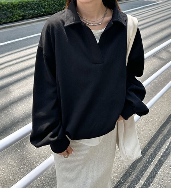 RANAN（ラナン）の「あったか裏起毛衿付きオーバーサイズスウェット（トレーナー・スウェット）」｜詳細画像