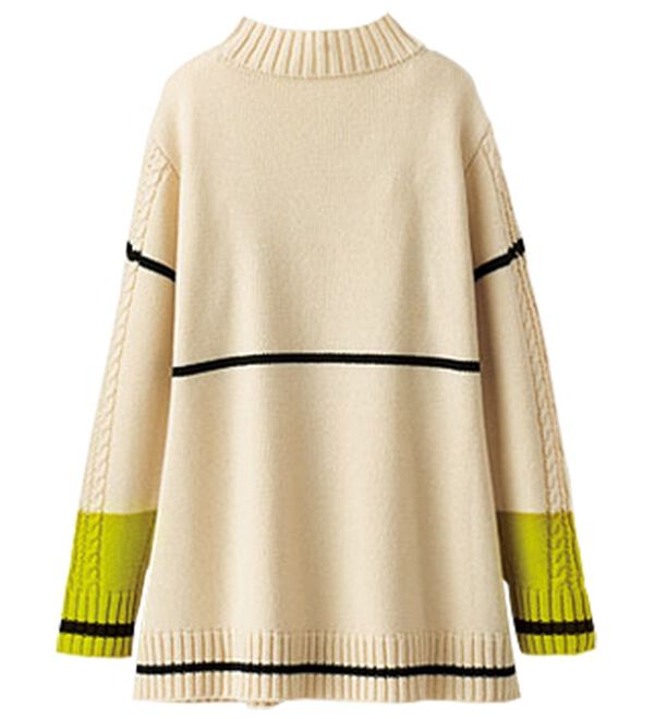 BELLUNA（ベルーナ）の「配色使いケーブル柄フレアーチュニック（チュニック）」｜詳細画像