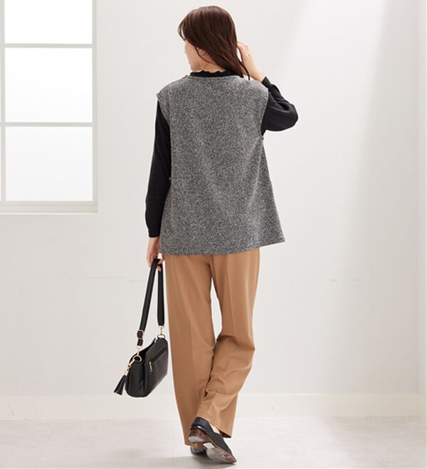 BELLUNA（ベルーナ）の「【2点セット】ブークレ素材ポケットデザインアンサンブル（アンサンブル）」｜詳細画像