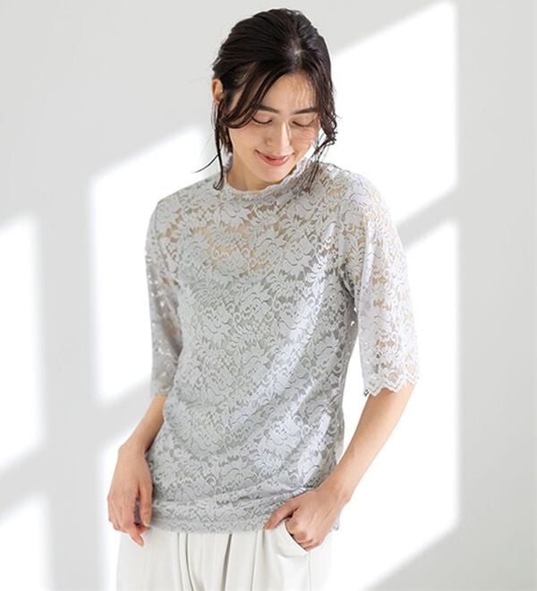 LAVIENNE（ラヴィエンヌ）の「着こなし美人レースインナー５分袖（肌着・インナーウェア）」｜詳細画像