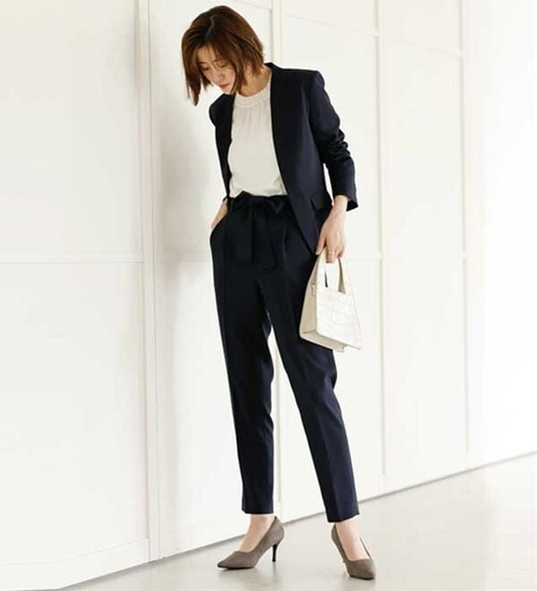 2点セット】選べるボトム！洗えて型くずれしないノーカラージャケット