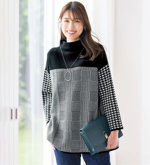 ルフラン（ルフラン）の「モノトーンジャカードニットチュニック（ニット・セーター）」｜モノトーン系