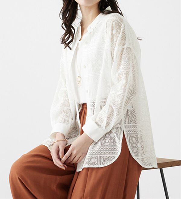 BELLUNA（ベルーナ）の「上品レース素材シャツチュニック（チュニック）」｜詳細画像