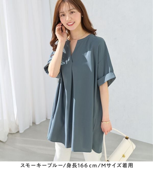 alotta（アロッタ）の「スキッパーとろみブラウスチュニック（ブラウス）」｜詳細画像