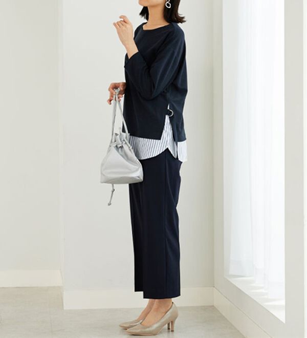 BELLUNA（ベルーナ）の「サラリ美脚見え！タック使いワイドパンツ（ワイドパンツ・ガウチョ）」｜詳細画像