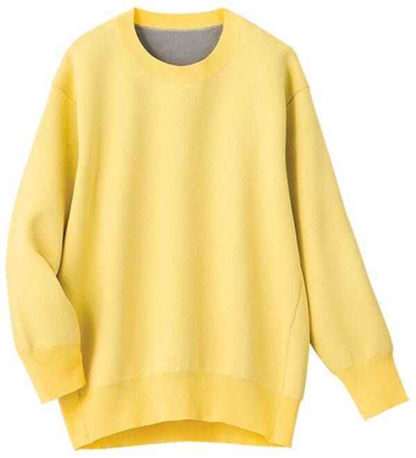 VINNO（ヴィノ）の「配色デザインニットトレーナー（ニット・セーター）」｜イエロー系