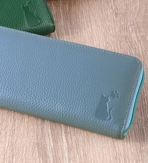 「牛革コインが分けられる長財布（財布・パスケース）」｜ブルーグレー