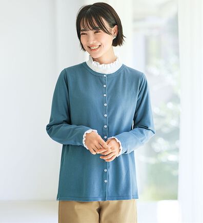 BELLUNA（ベルーナ）の「《ＨｕｇＲｅａｍコットン》ドットボタンニットカーディガン（ニットカーディガン）」