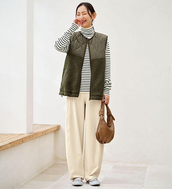 BELLUNA（ベルーナ）の「＜＆ｃｏｃｏｃｈｉ＞ウーリッシュジャージーバレルパンツ（ワイドパンツ・ガウチョ）」｜詳細画像