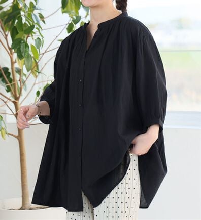 A HAPPY MARILYN（アハッピーマリリン）の「【Ｌ～６Ｌ】【風通るプレミアム】綿・楊柳七分袖はしごレースブラウス（ブラウス）」