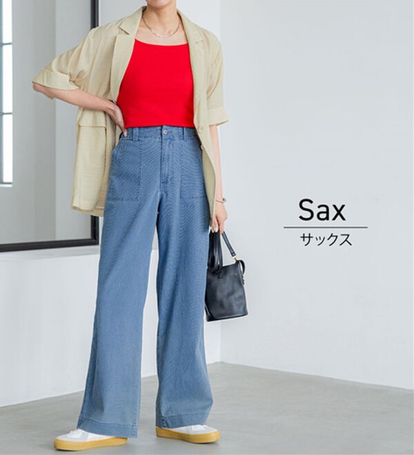 BELLUNA（ベルーナ）の「新感覚！メッシュデニムワイドパンツ（フルレングスパンツ）」｜詳細画像