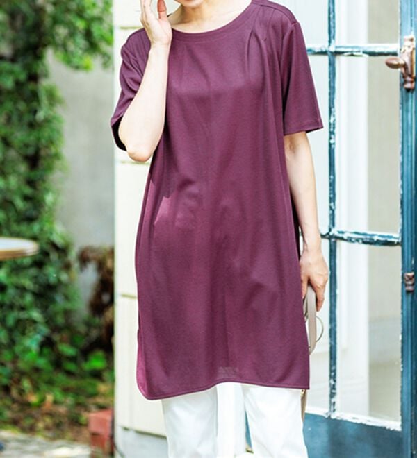 BELLUNA（ベルーナ）の「【接触冷感】かのこ素材タックデザインチュニックワンピース（その他ワンピース）」｜詳細画像