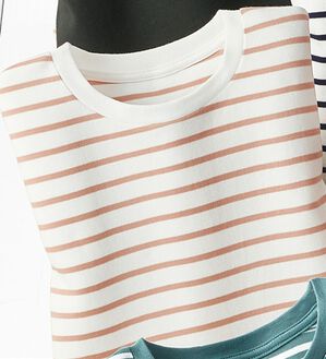 BELLUNA（ベルーナ）の「オーガニック超長綿１００％プルオーバー（カットソー）」｜白／コーラル