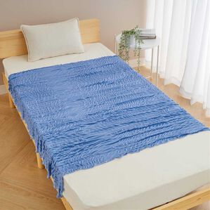 iellio（イエリオ）の「ひんやり冷感くしゅくしゅケット（肌掛布団・タオルケット）」｜ダークブルー