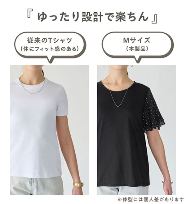 Viola e Viola（ヴィオラ エ ヴィオラ）の「【５つの機能付】袖シフォンゆるＴシャツ（Tシャツ）」｜詳細画像