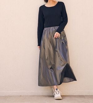 RANAN（ラナン）の「ニットドッキングワンピース（ドッキングワンピース）」｜ブラック／メタリック