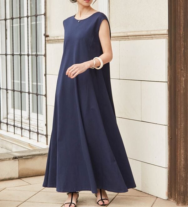 RANAN（ラナン）の「綿１００％フレアーロングワンピース（ロングワンピース）」｜詳細画像