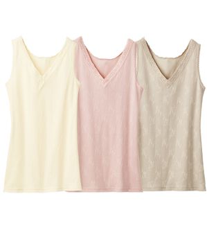 「【３色組】なめらかシルク入りジャカードタンク（肌着・インナーウェア）」｜3色組