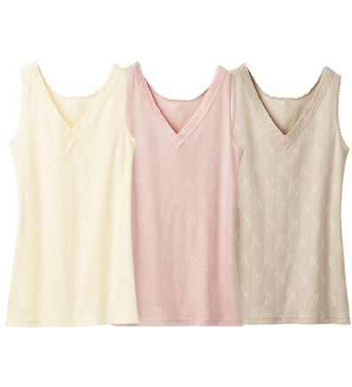 「【３色組】なめらかシルク入りジャカードタンク（肌着・インナーウェア）」
