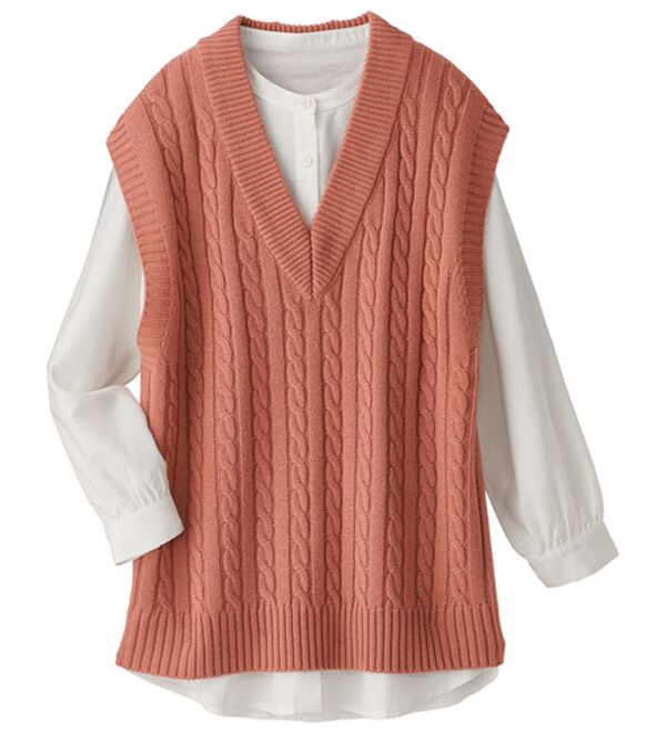 BELLUNA（ベルーナ）の「ニットベストアンサンブル（ベスト）」｜オレンジ