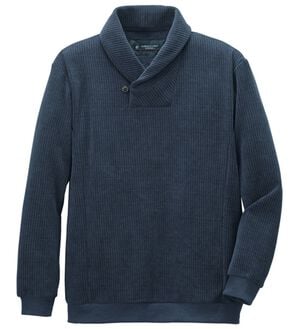「＜コムルヴァン・オム＞柔らか素材の首元暖か衿トレーナー（メンズトレーナー）」｜ネイビー