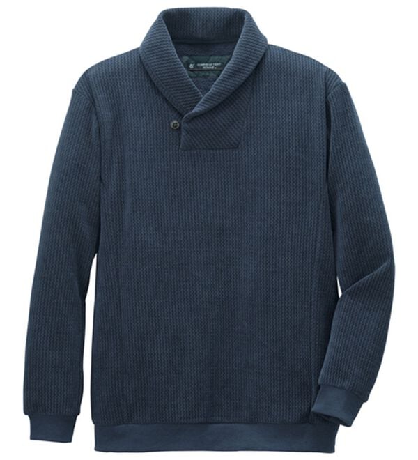 「＜コムルヴァン・オム＞柔らか素材の首元暖か衿トレーナー（メンズトレーナー）」｜ネイビー