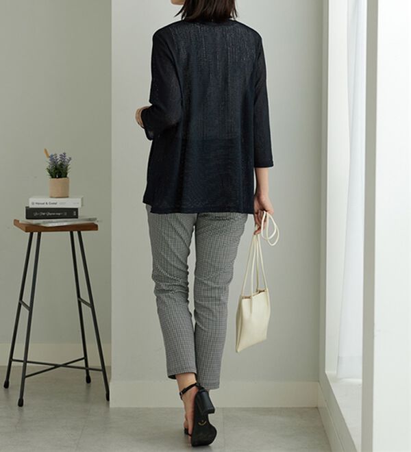 BELLUNA（ベルーナ）の「メッシュ素材トッパーカーディガン（ニットカーディガン）」｜詳細画像