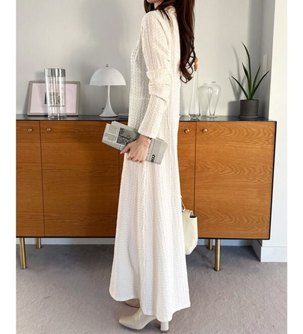 GeeRA（ジーラ）の「ポロ衿表面感素材マーメイドワンピース（カットソーワンピース）」｜詳細画像