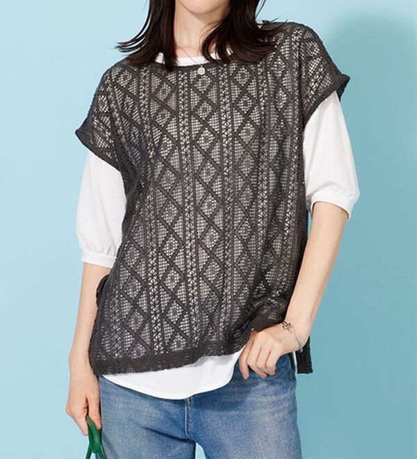 BELLUNA（ベルーナ）の「ラッセルレースサイドリボンアンサンブル（アンサンブル）」｜詳細画像