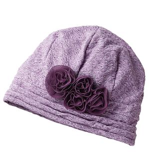 BELLUNA（ベルーナ）の「コサージュ付エレガントニット帽（帽子）」｜パープル