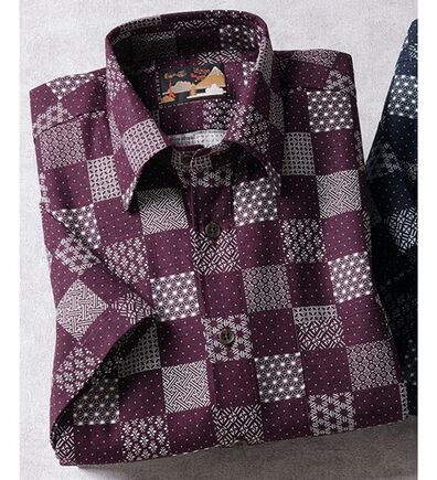 「国産　粋な大人の京染和柄シャツ（メンズシャツ）」