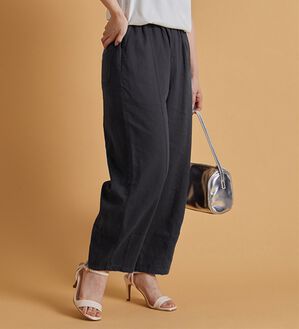 BELLUNA（ベルーナ）の「レーヨン麻入りゆったりワイドパンツ（フルレングスパンツ）」｜ブラック