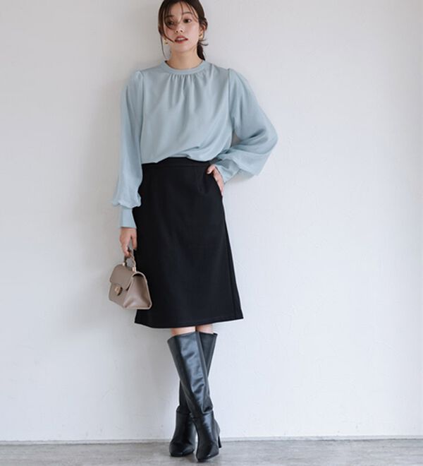 Pierrot（ピエロ）の「丈と柄が選べるカシミヤタッチＩラインスカート（ロングスカート）」｜詳細画像