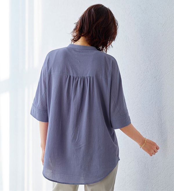 BELLUNA（ベルーナ）の「綿１００％ワッシャー素材ゆったりドルマンブラウス（ブラウス）」｜詳細画像