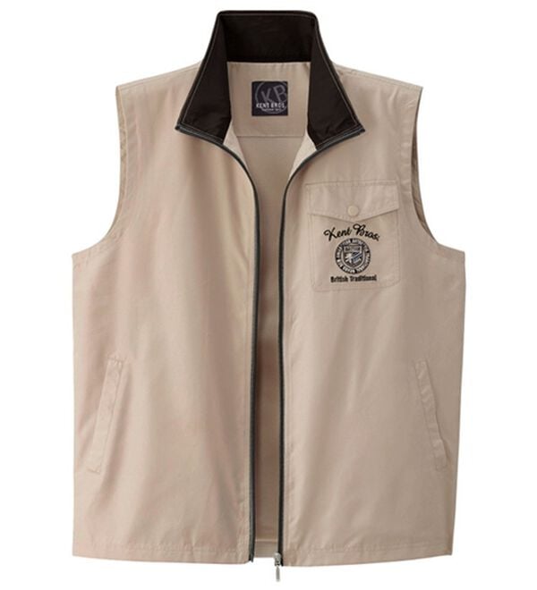 「ブランドデザイン裏メッシュベスト（メンズベスト）」｜ベージュ