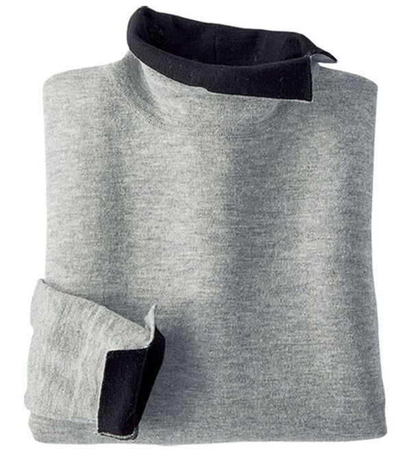 BELLUNA（ベルーナ）の「メリノウール１００％配色プルオーバー（ニット・セーター）」｜杢グレー